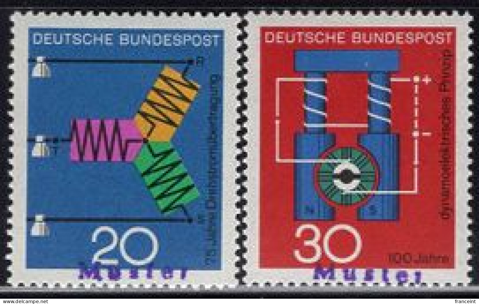 GERMANY(1966) Power Transmission. Set Of 2 With MUSTER (specimen) Overprint. Scott No 965-6. - Other & Unclassified