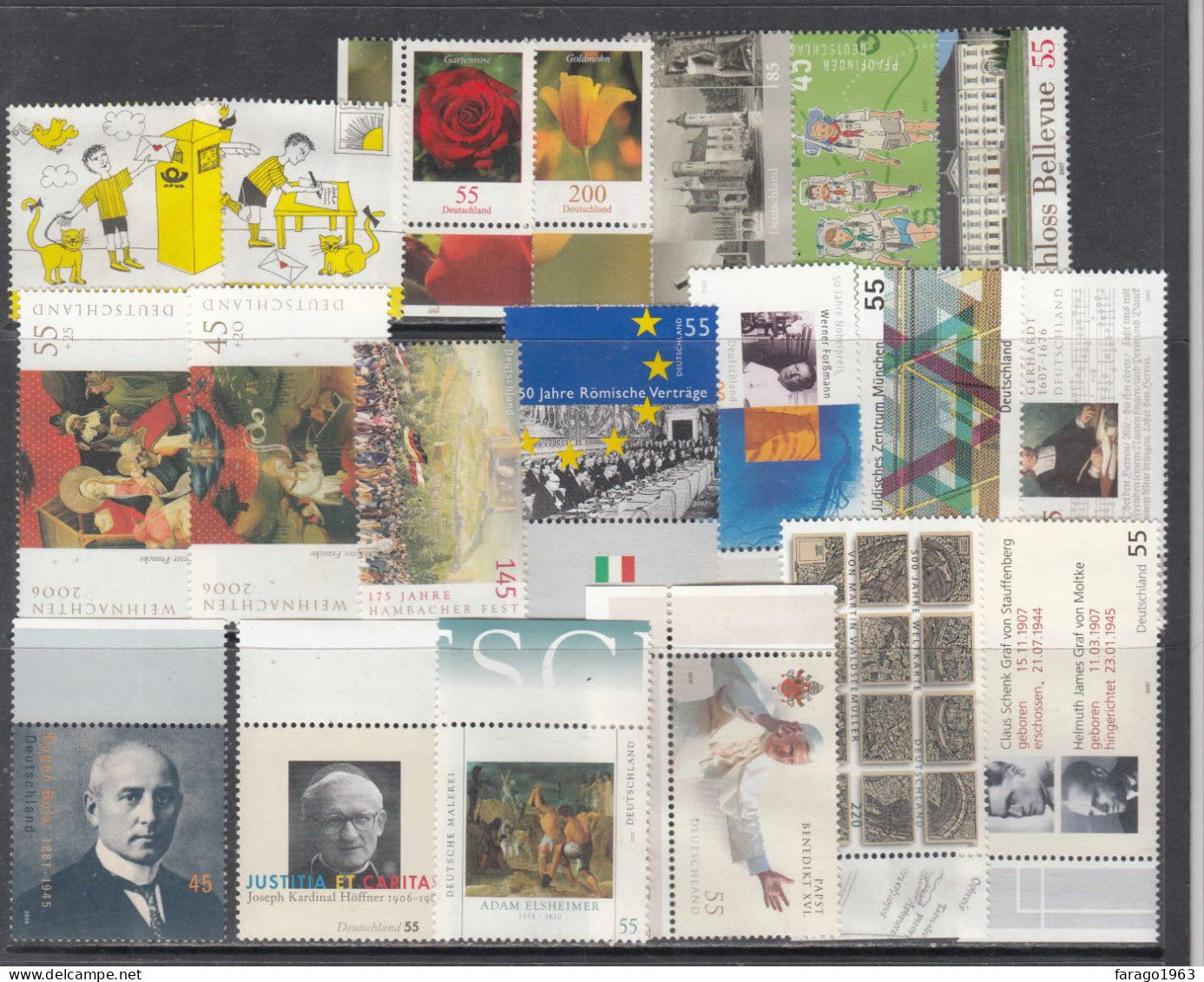 2007 Germany Collection Of 20 Different Stamps FV € 15.35 MNH @ BELOW FACE VALUE - Unused Stamps