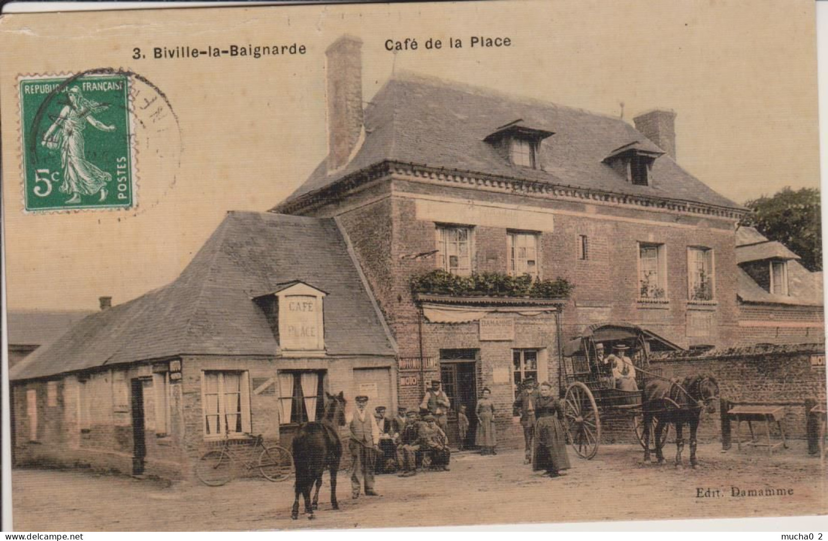 76 - BIVILLE LA BAIGNARDE - CAFE DE LA PLACE - COULEURS TOILEE - Autres & Non Classés