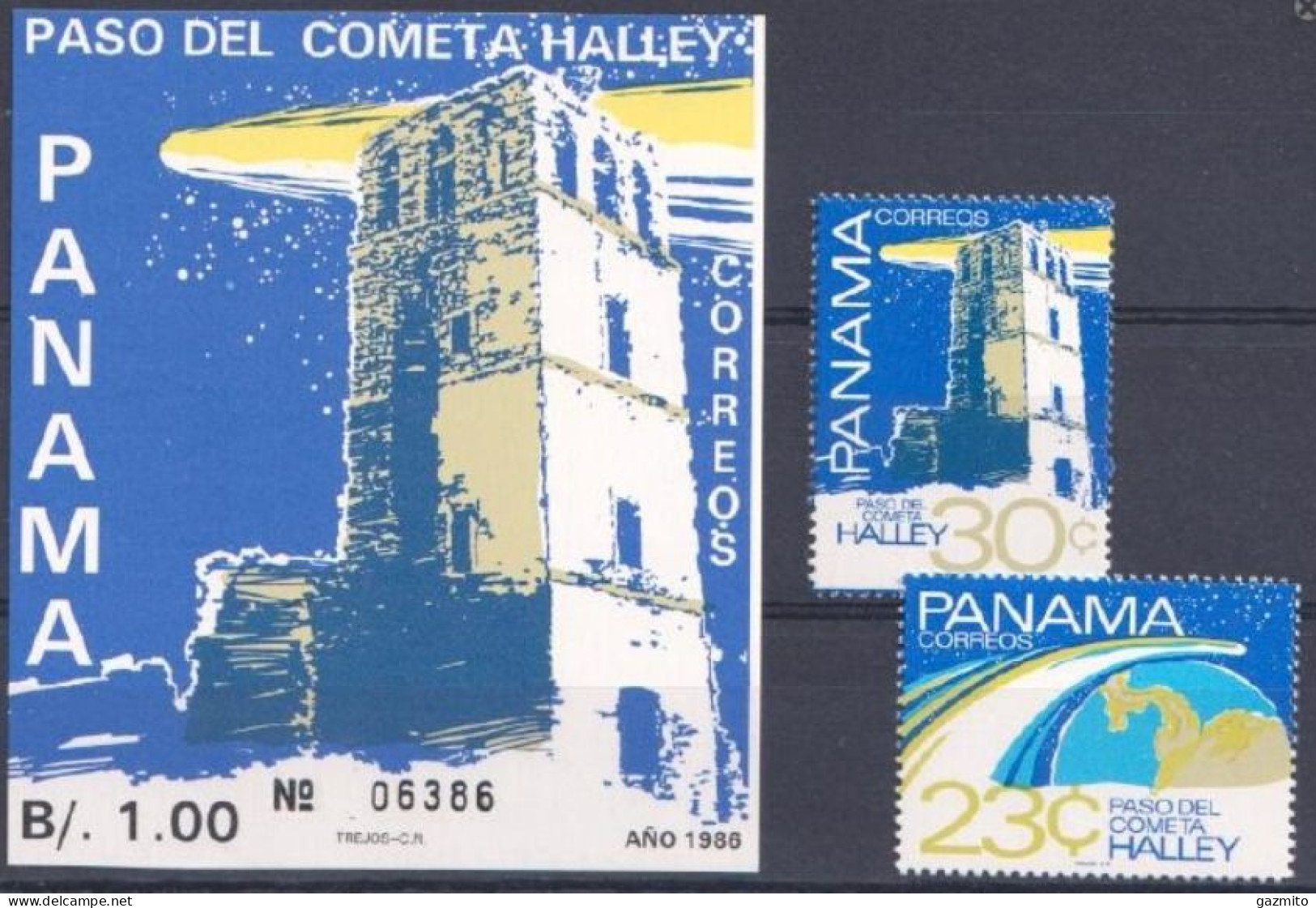 Panama 1986, Appearance Of Halley's Comet, 2val+BF - Astronomie