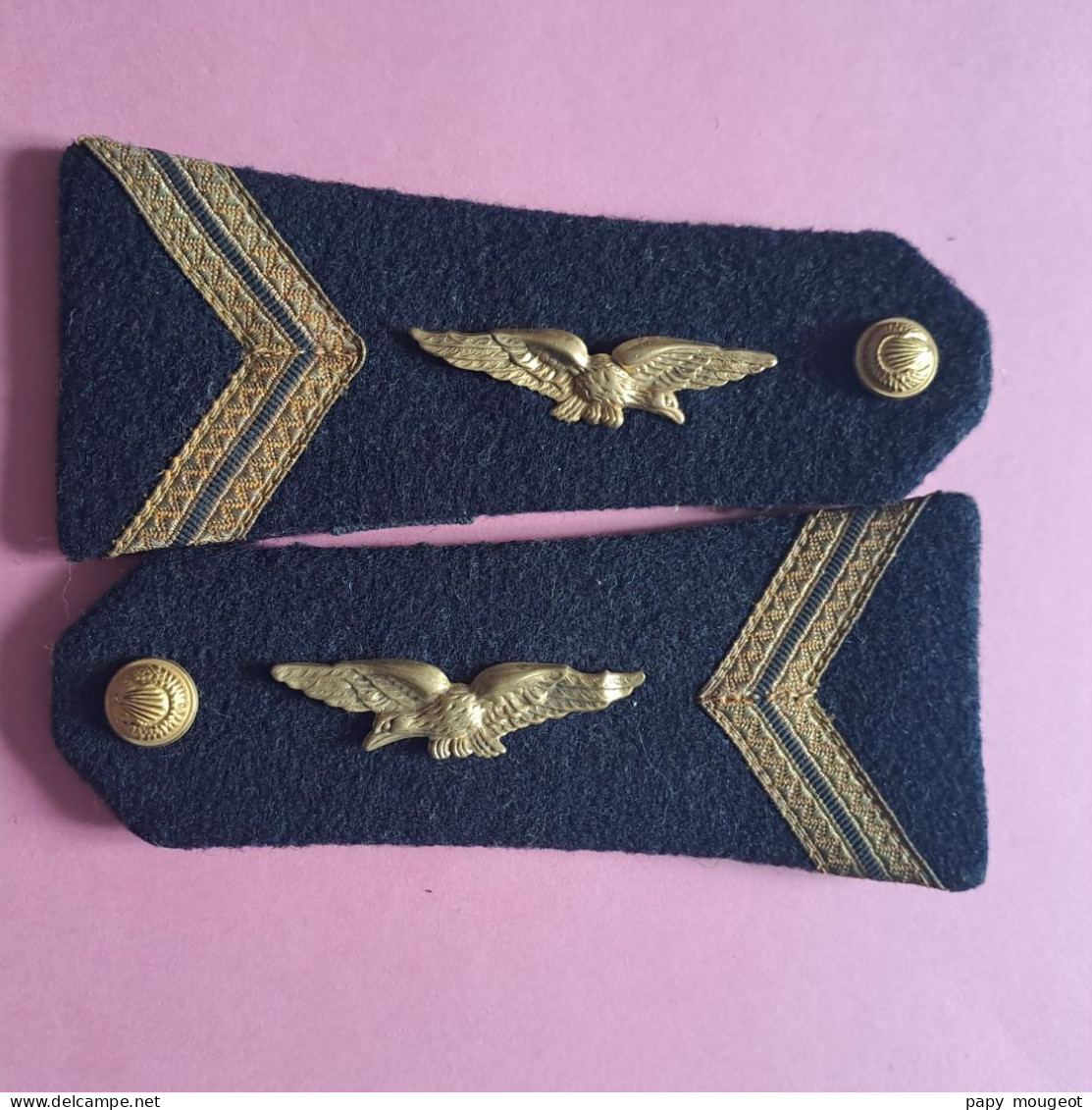 Pattes D'épaule Avec Insignes Métal - Grade De Sergent - Armée De L'Air Française - Luchtvaart