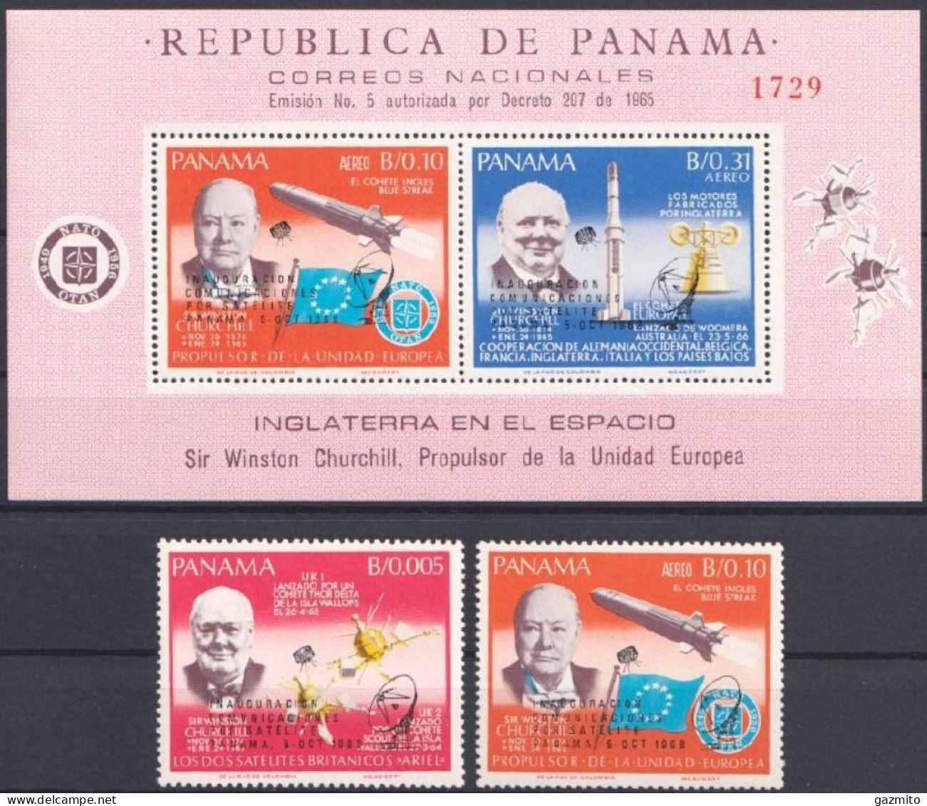 Panama 1970, Churchill, Satellite, 2val. +BF - Amérique Du Sud