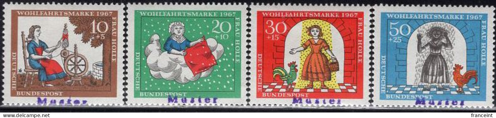 GERMANY(1967) Frau Holle. Set Of 4 With MUSTER (specimen) Overprint. Scott No B426-9. - Otros & Sin Clasificación