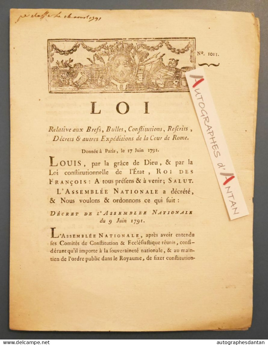 ● Loi 1791 > Brefs Bulles Constitution Rescrits Décrets & Autres Expéditions De La COUR DE ROME Goigoux Clermont Ferrand - Wetten & Decreten
