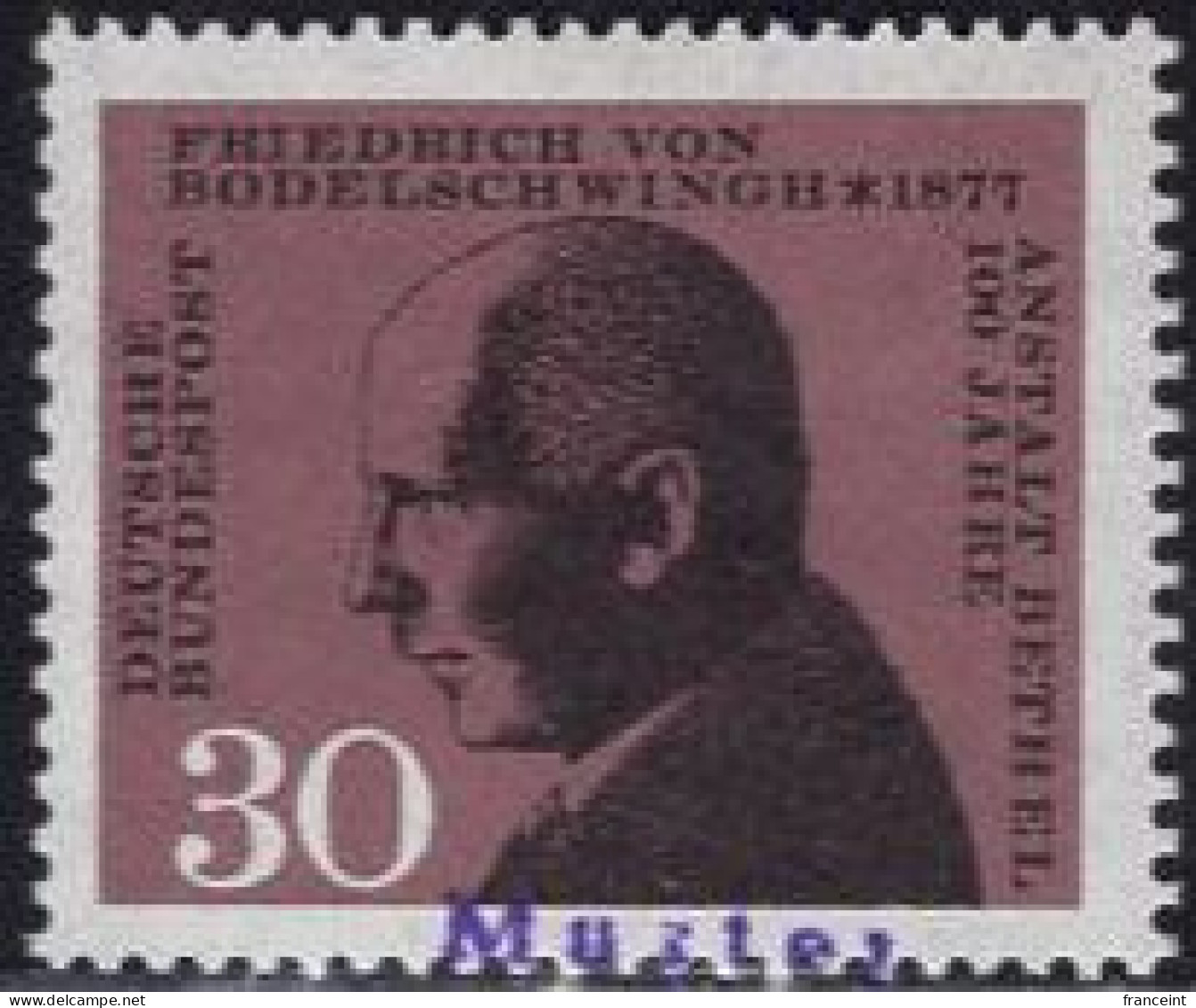 GERMANY(1967) Friedrich Von Bodelschwingh. MUSTER (specimen) Overprint. Scott No 973. - Autres & Non Classés