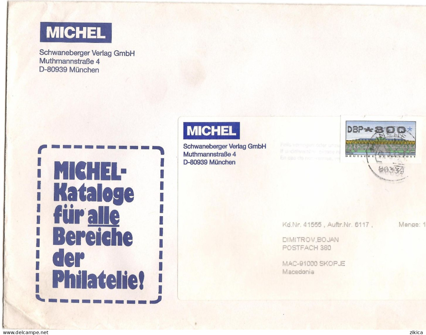GERMANY - BIG COVER - Letter 1999 - DBP * 800,post Label - Lettres & Documents