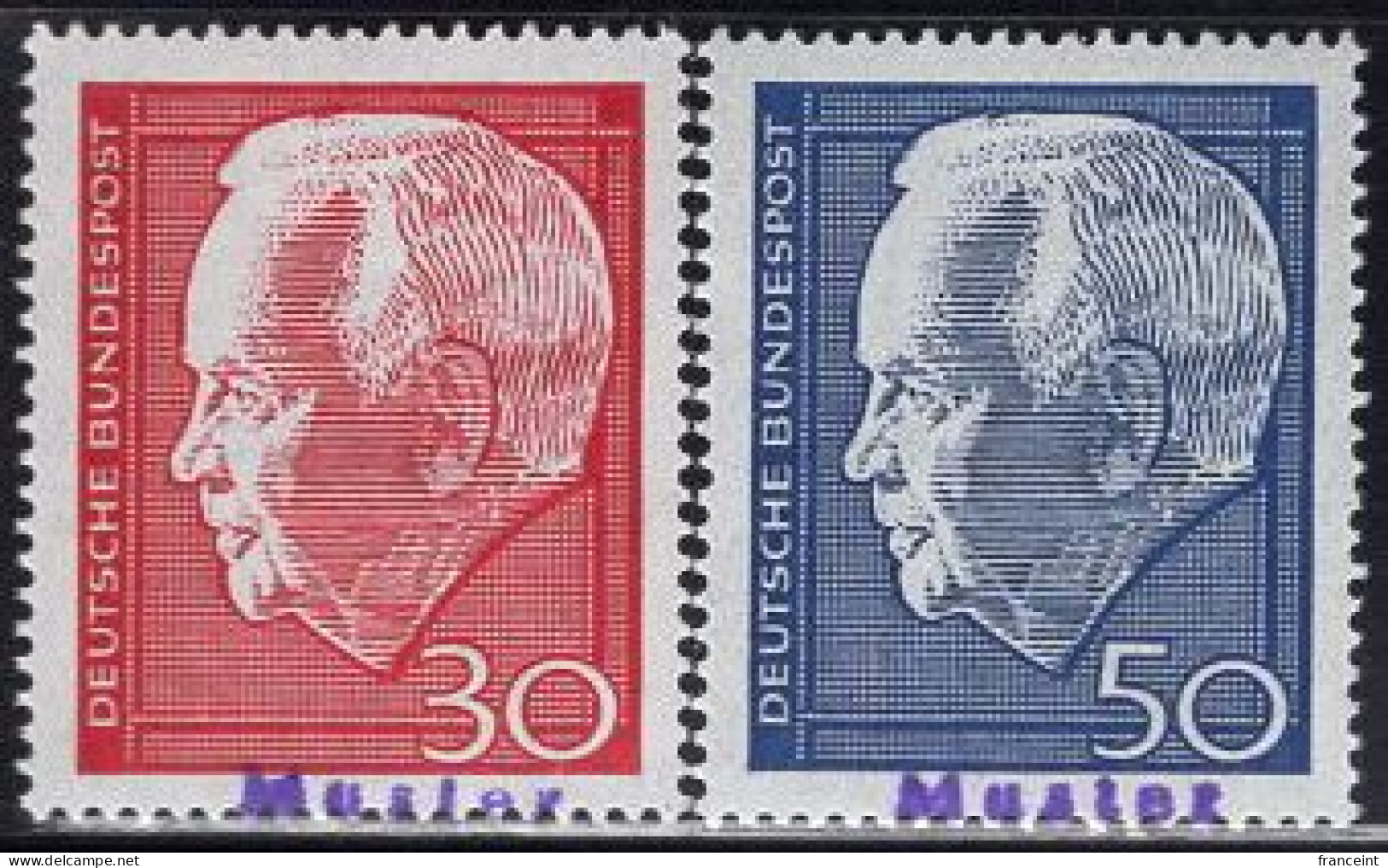 GERMANY(1967) President Lubke. Set Of 2 With MUSTER (specimen) Overprint. Scott No 974-5. - Andere & Zonder Classificatie