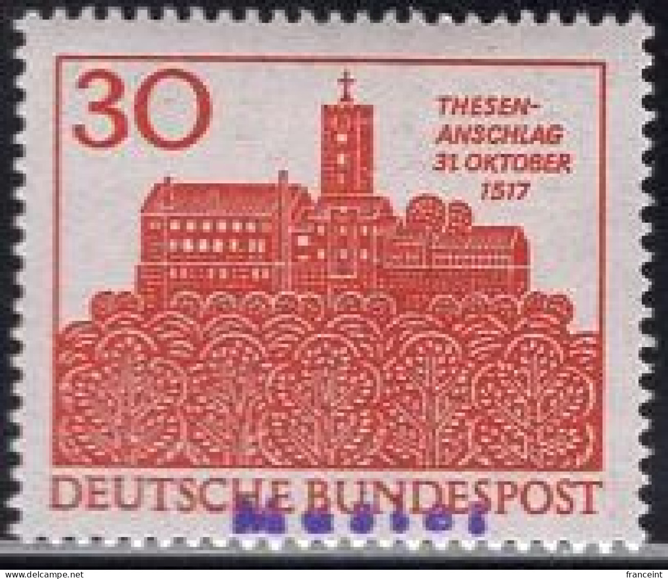 GERMANY(1967) The Wartburg. MUSTER (specimen) Overprint. 450th Anniversary Of Reformation. Scott No 976. - Other & Unclassified
