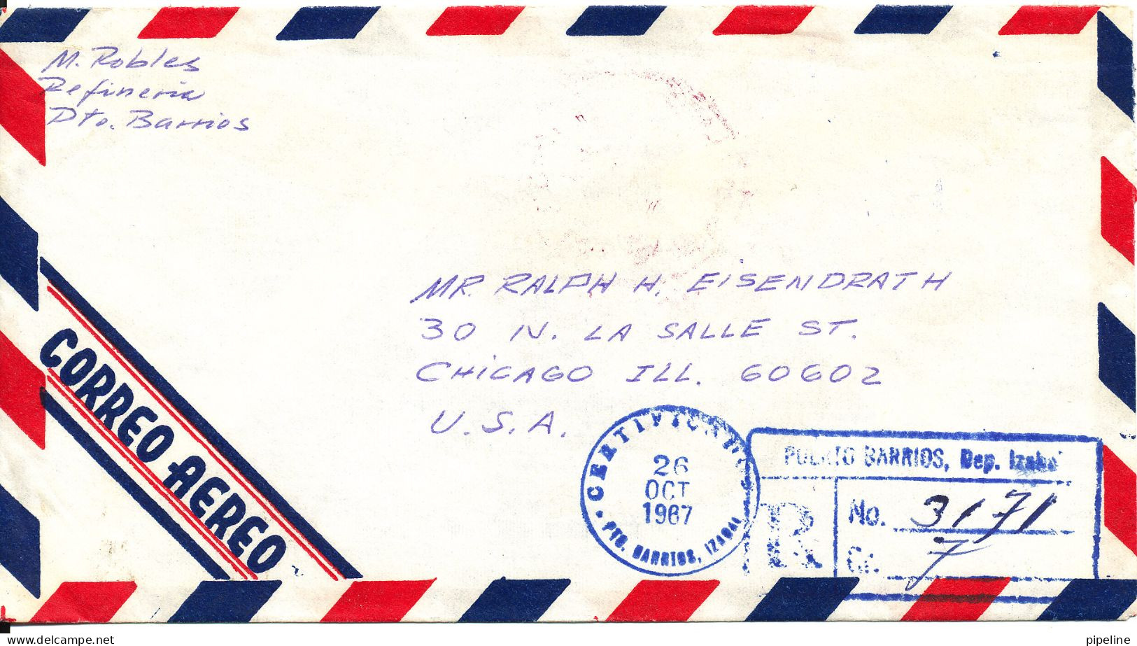 Guatemala Registered Air Mail Cover Sent To USA 26-10-1987 All The Stamps Are On The Backside Of The Cover - Guatemala