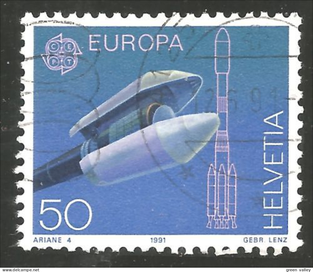 EU91-14 EUROPA-CEPT 1991 Suisse Espace Space Communication Satellite - 1990