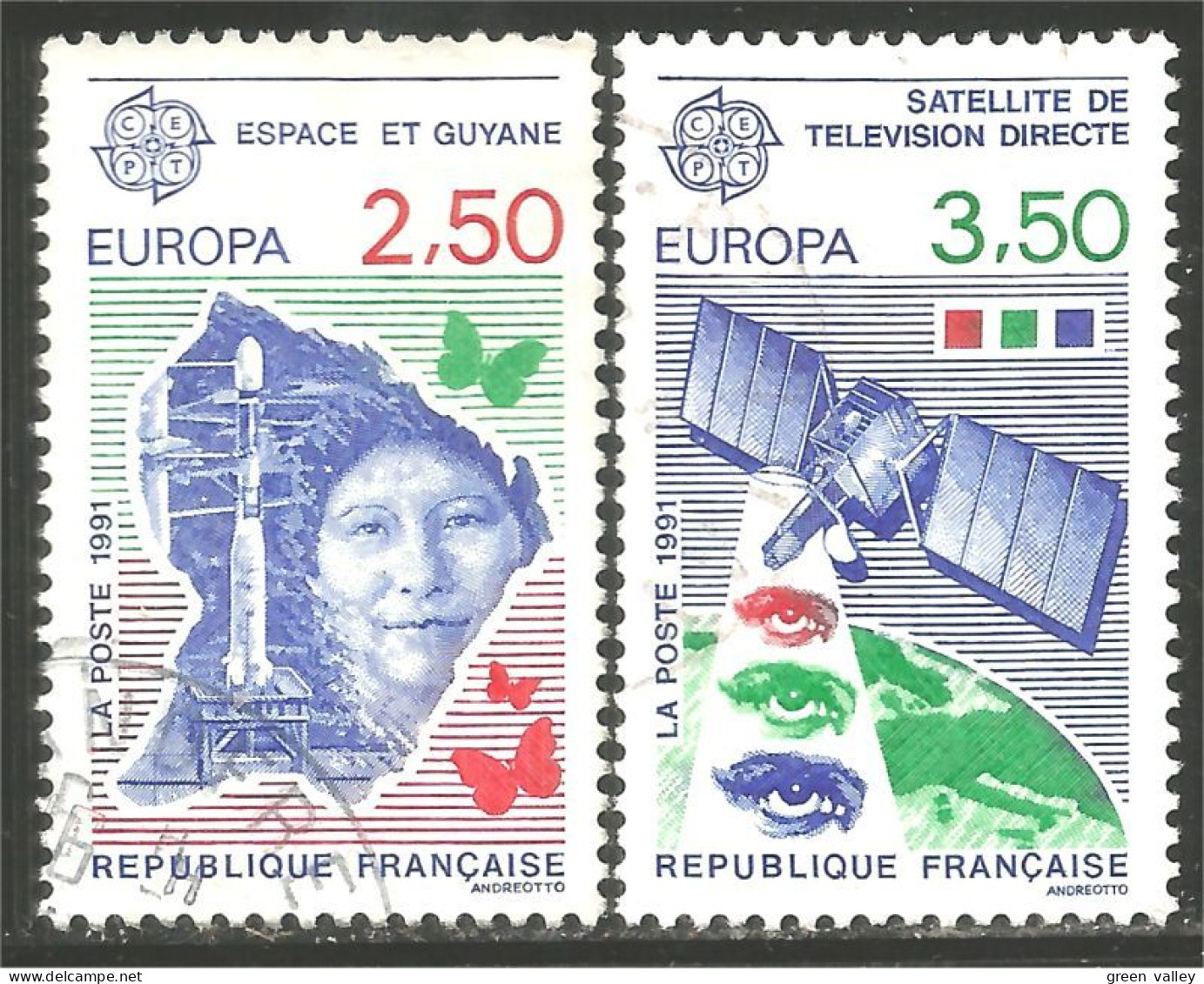 EU91-10a EUROPA-CEPT 1991 France Espace Space Communication Satellite - 1990