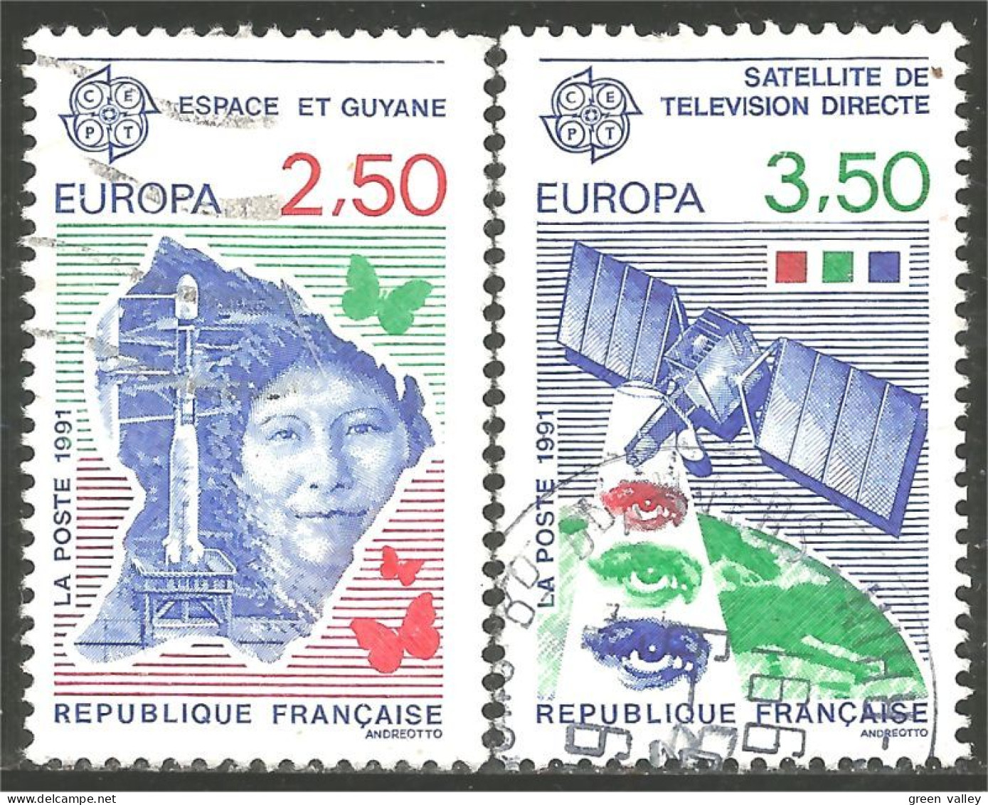 EU91-10b EUROPA-CEPT 1991 France Espace Space Communication Satellite - Telecom