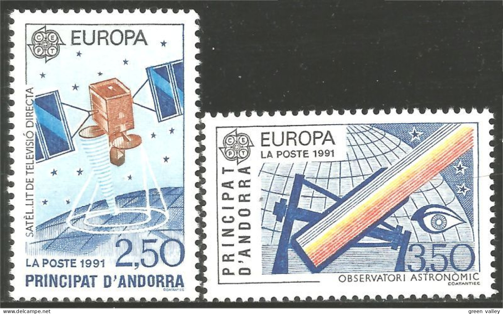 EU91-1 EUROPA-CEPT 1991 Andorre Espace Space Communication Satellite MNH ** Neuf SC - 1990