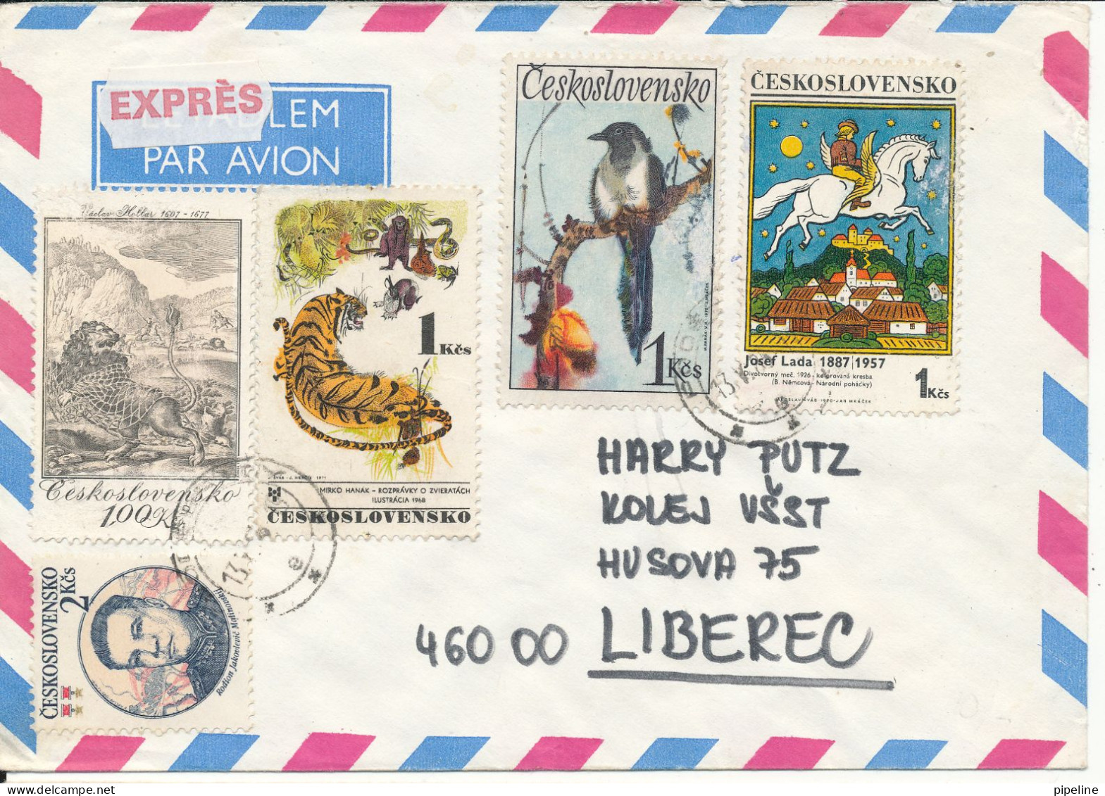 Czechoslovakia Express Air Mail Cover 13-5-1975 Topic Stamps - Brieven En Documenten