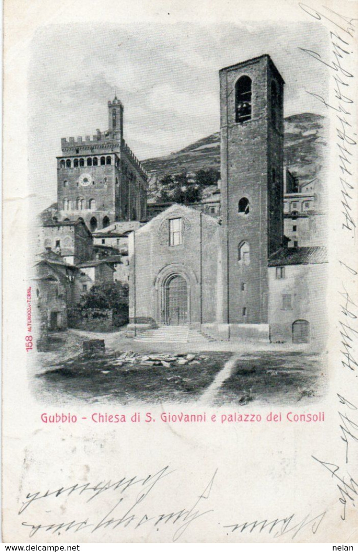 GUBBIO - CHIESA DI S. GIOVANNI E PALAZZO DEI CONSOLI - F.P. - Perugia