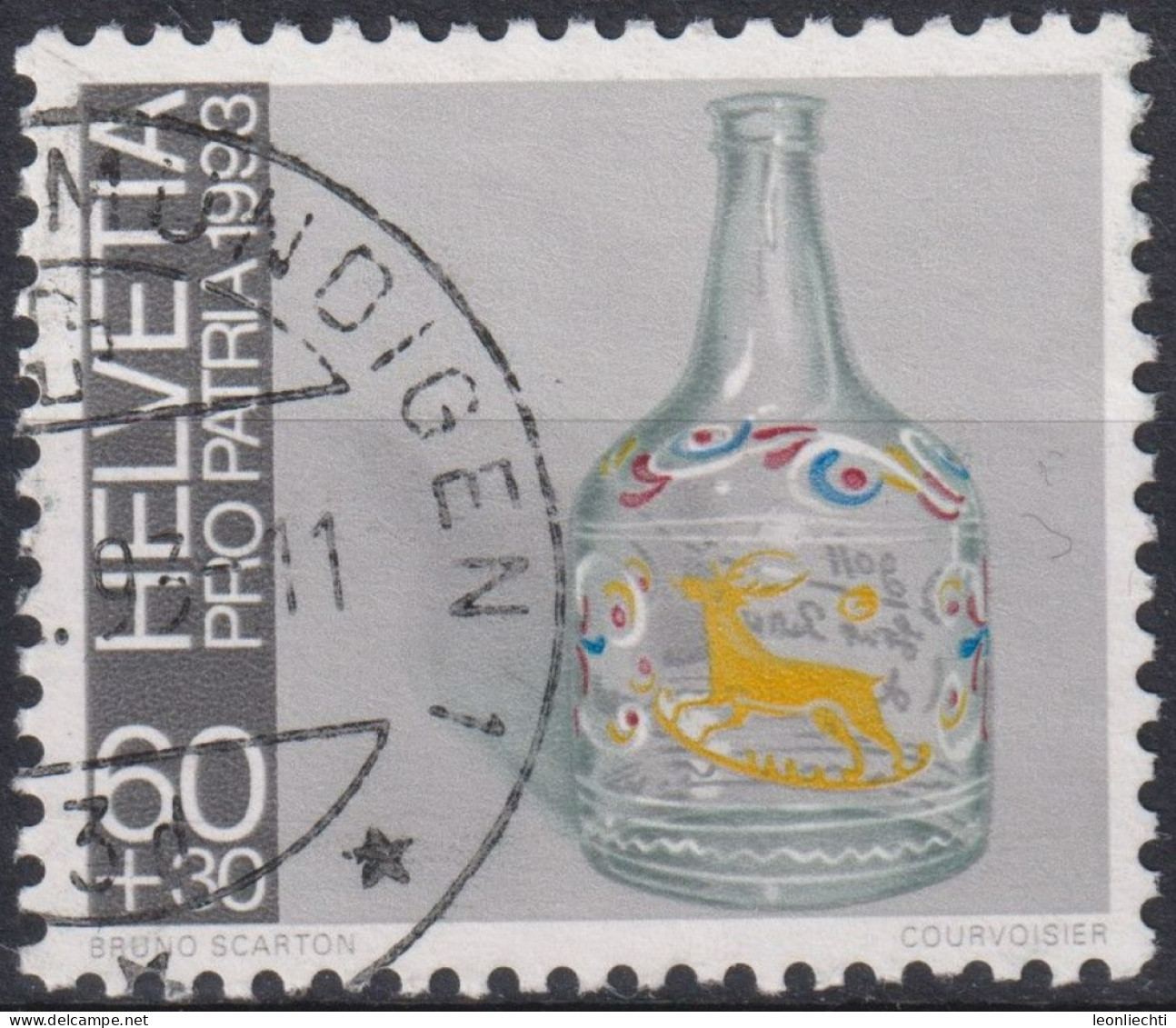 1993 Schweiz Pro Patria, Volkskunst, Flühli-Glas, ⵙ Zum:CH B240, Mi:CH 1503 Yt: CH 1430 - Gebruikt