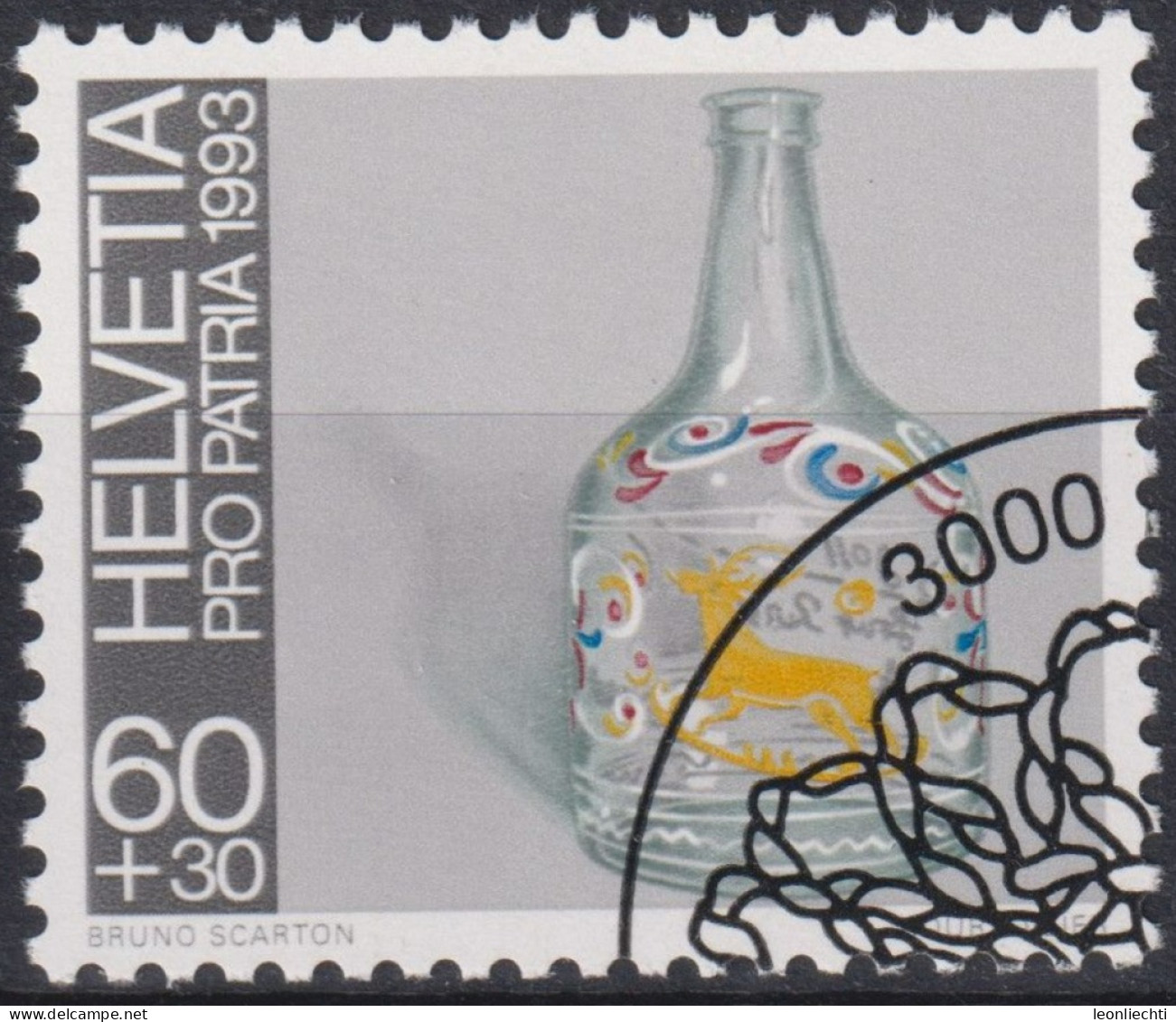 1993 Schweiz Pro Patria, Volkskunst, Flühli-Glas, ⵙ Zum:CH B240, Mi:CH 1503 Yt: CH 1430 - Used Stamps