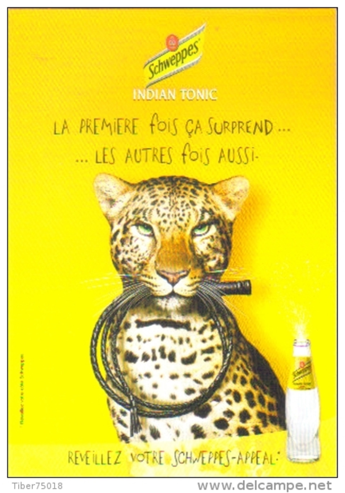 Carte Postale édition "Carte à Pub" - Schweppes Indian Tonic (panthère Avec Un Fouet Dans La Gueule) - Publicité