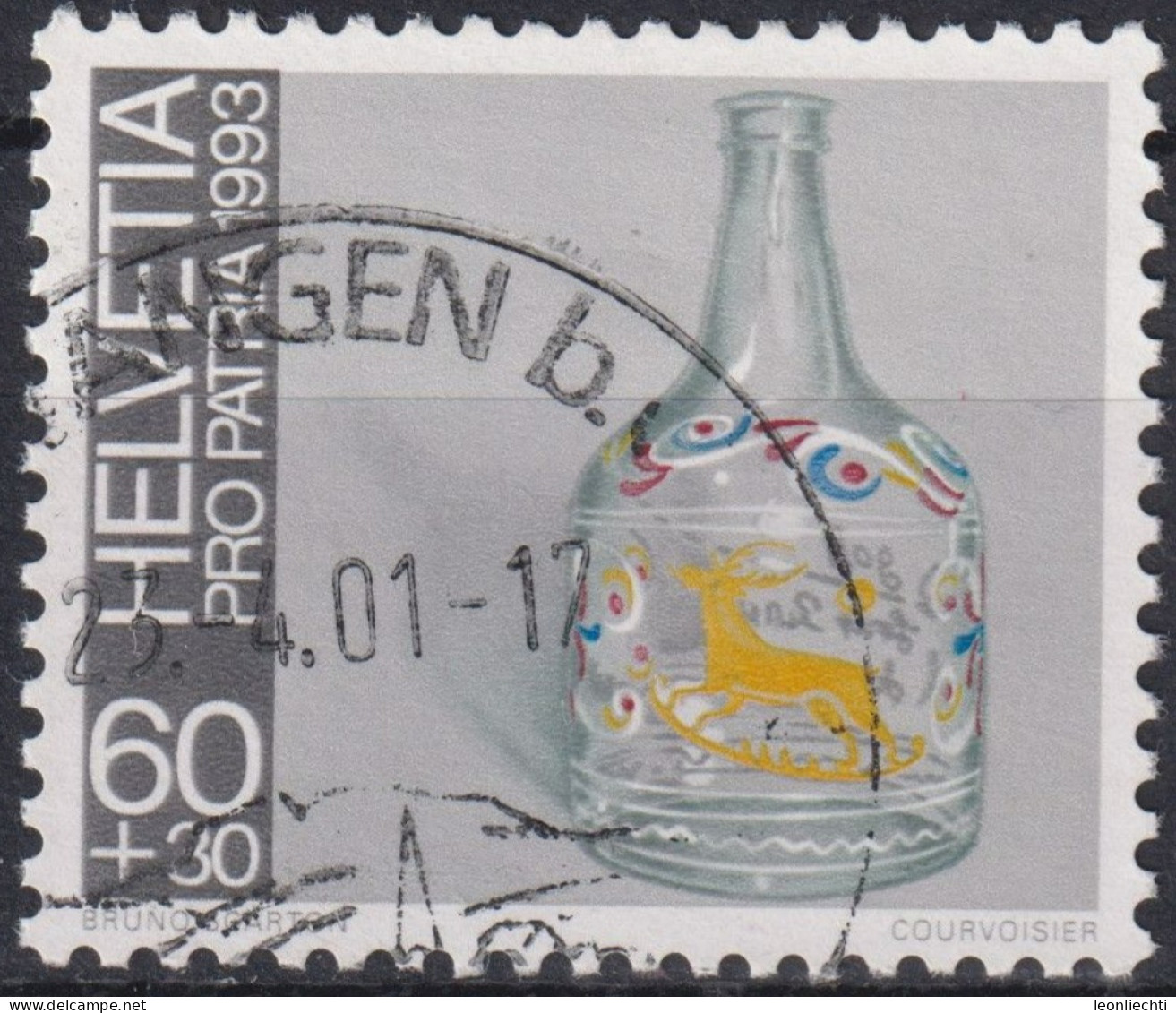 1993 Schweiz Pro Patria, Volkskunst, Flühli-Glas, ⵙ Zum:CH B240, Mi:CH 1503 Yt: CH 1430 - Used Stamps