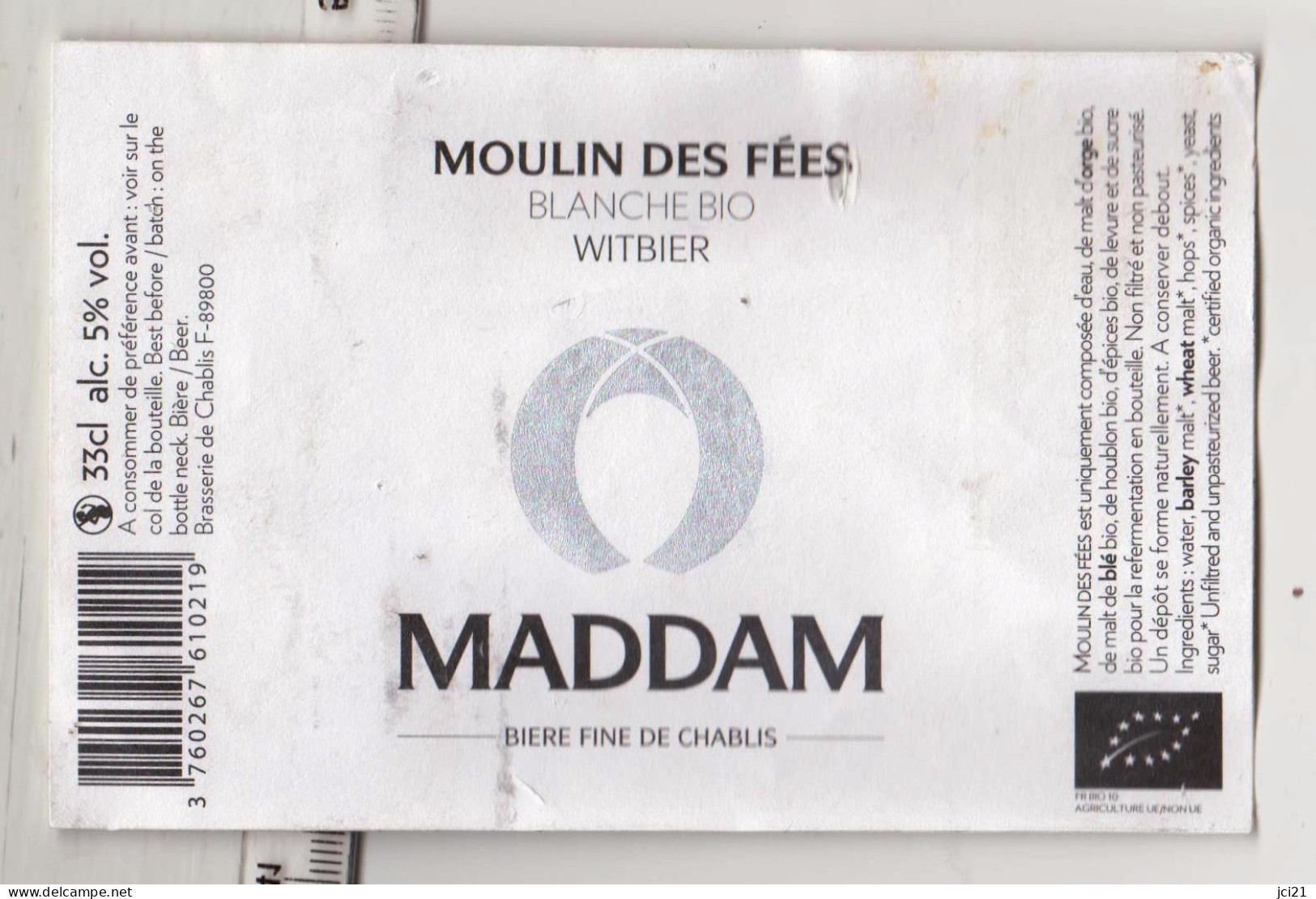 Etiquettes De Bière Artisanale " MADDAM Moulin Des Fées " Brasserie De Chablis 89800 (3291)_Eb447 - Bier