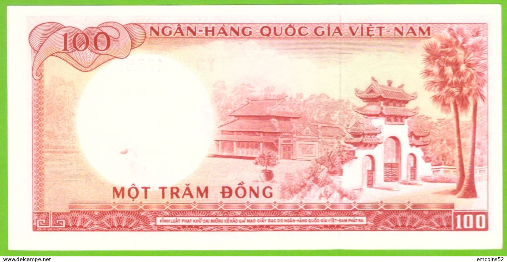 VIETNAM 100 DONG 1966  P-19b  UNC - Viêt-Nam