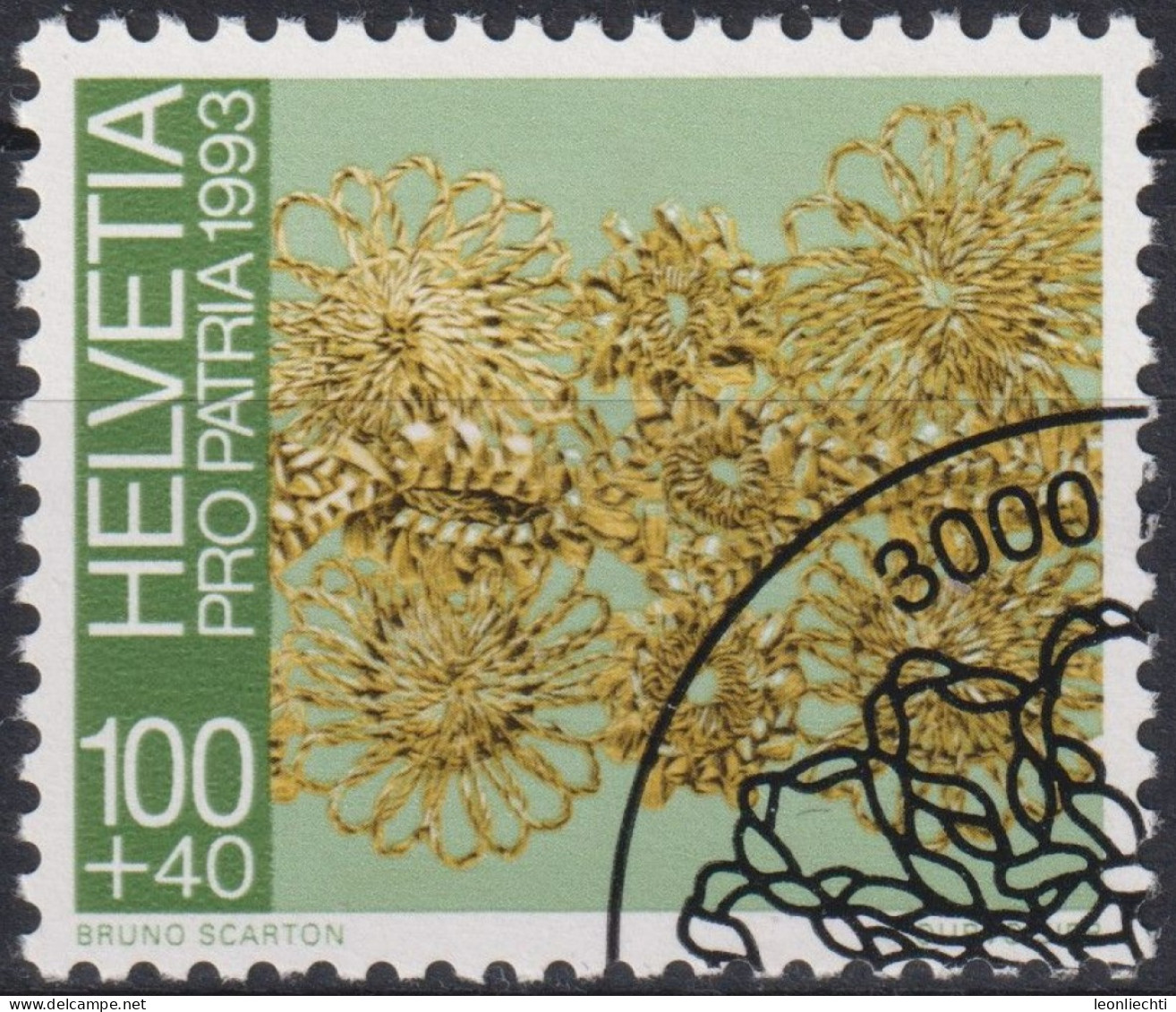 1993 Schweiz Pro Patria, Volkskunst, Stroh-Garnitur, ⵙ Zum:CH B242, Mi:CH 1505, Yt: CH 1433 - Used Stamps