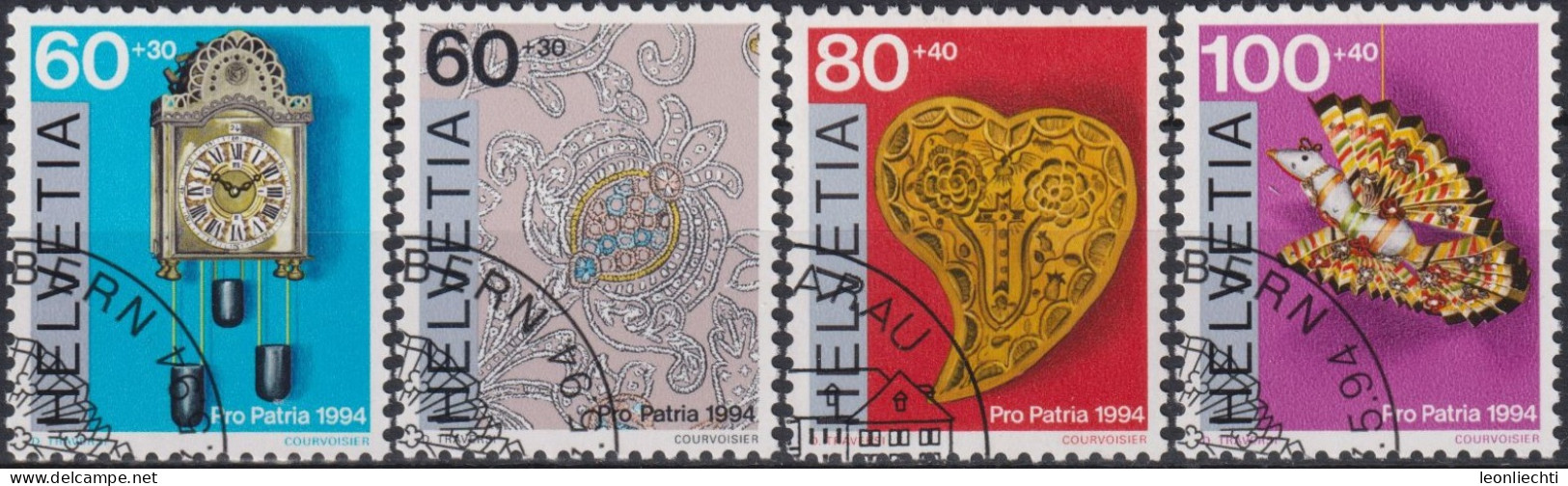 1994 Schweiz Pro Patria, Volkskunst ⵙ Zum:CH B243-B246, Mi:CH 1527-1530, Yt: CH 1455-1458 - Oblitérés