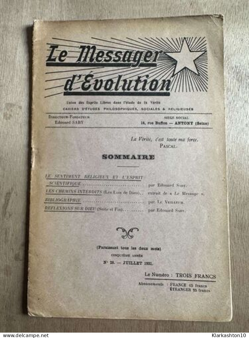 Le Messager D'Evolution N°28 - Other & Unclassified