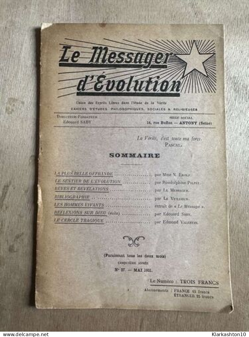 Le Messager D'Evolution N°27 - Other & Unclassified