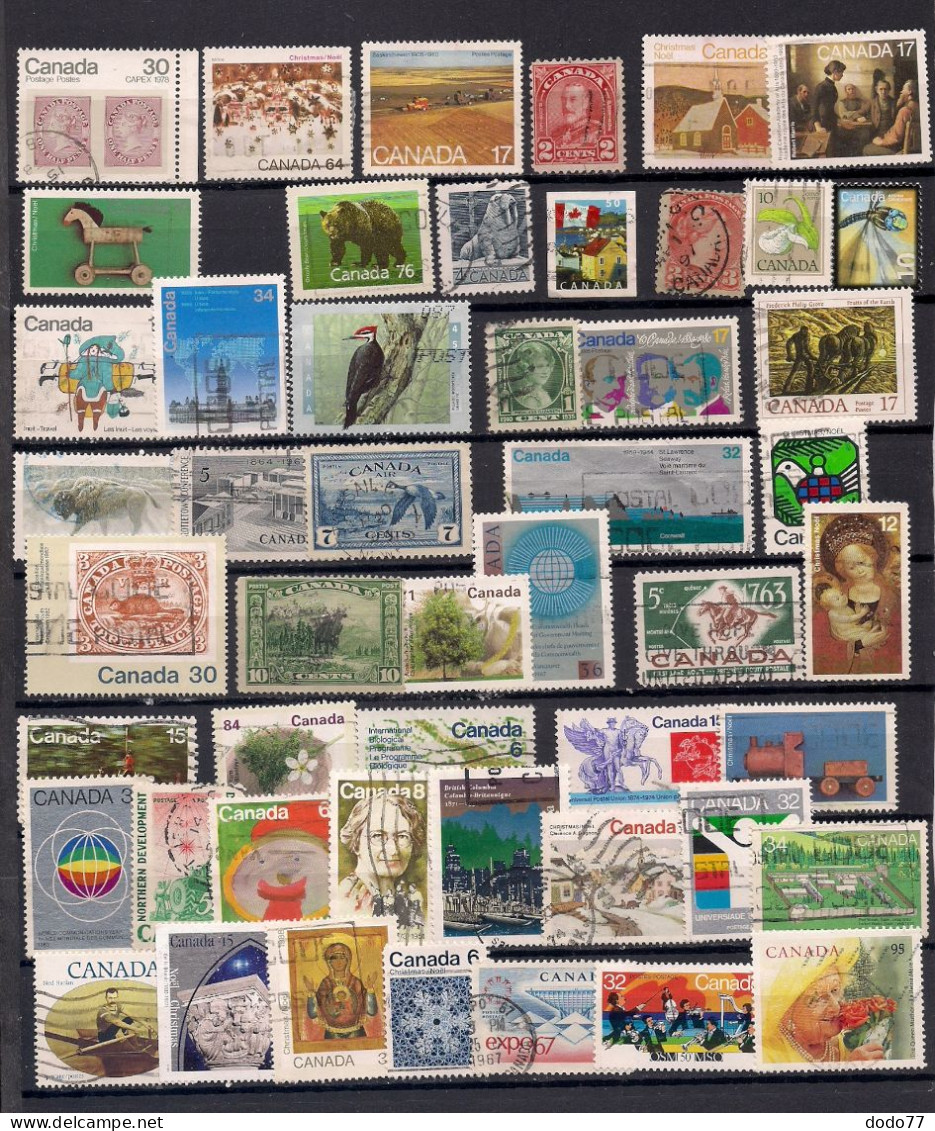 50 TIMBRES   CANADA   OBLITERES - Collections (sans Albums)