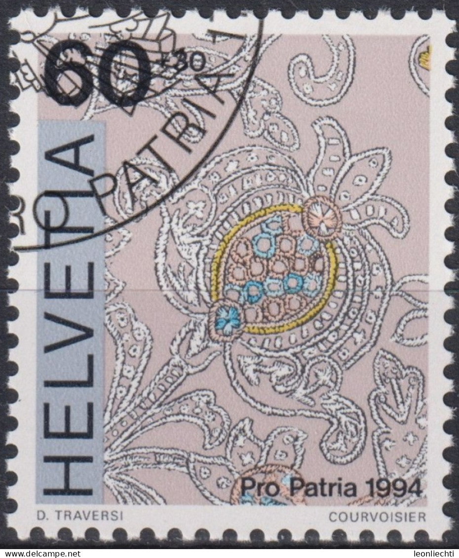 1994 Schweiz Pro Patria, Volkskunst Granatapfel Aus Leinenstikerei ⵙ Zum:CH B244, Mi:CH 1528, Yt: CH 1456 - Used Stamps