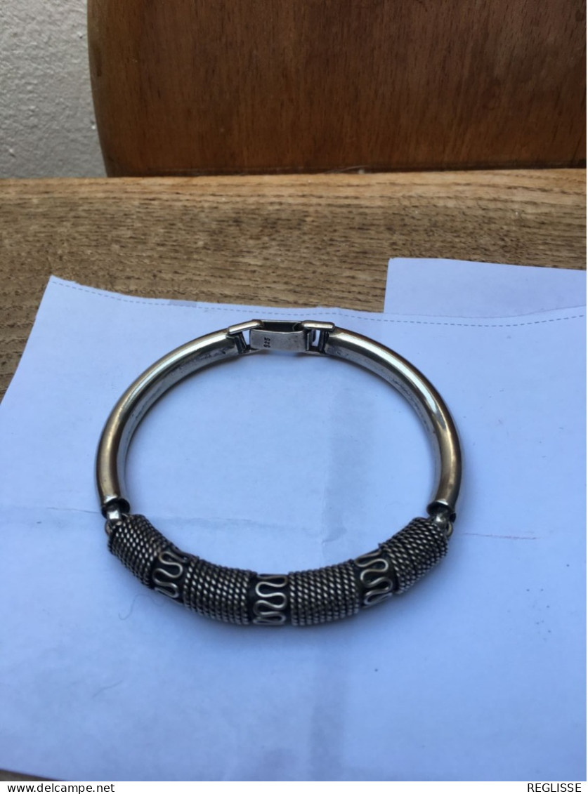 Bracelet Jonc En Argent Massif - Armbänder