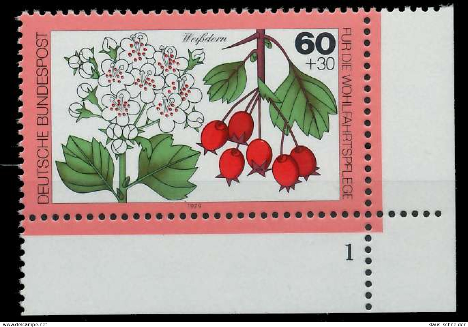 BRD BUND 1979 Nr 1026 Postfrisch FORMNUMMER 1 S5F5416 - Unused Stamps