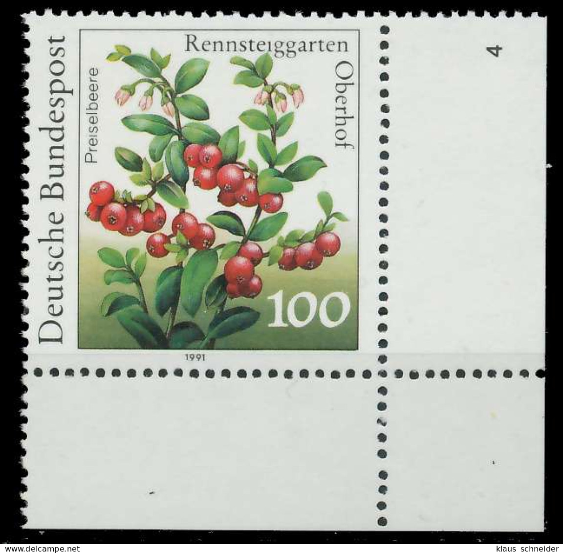 BRD BUND 1991 Nr 1508 Postfrisch FORMNUMMER 4 X85D4D6 - Unused Stamps