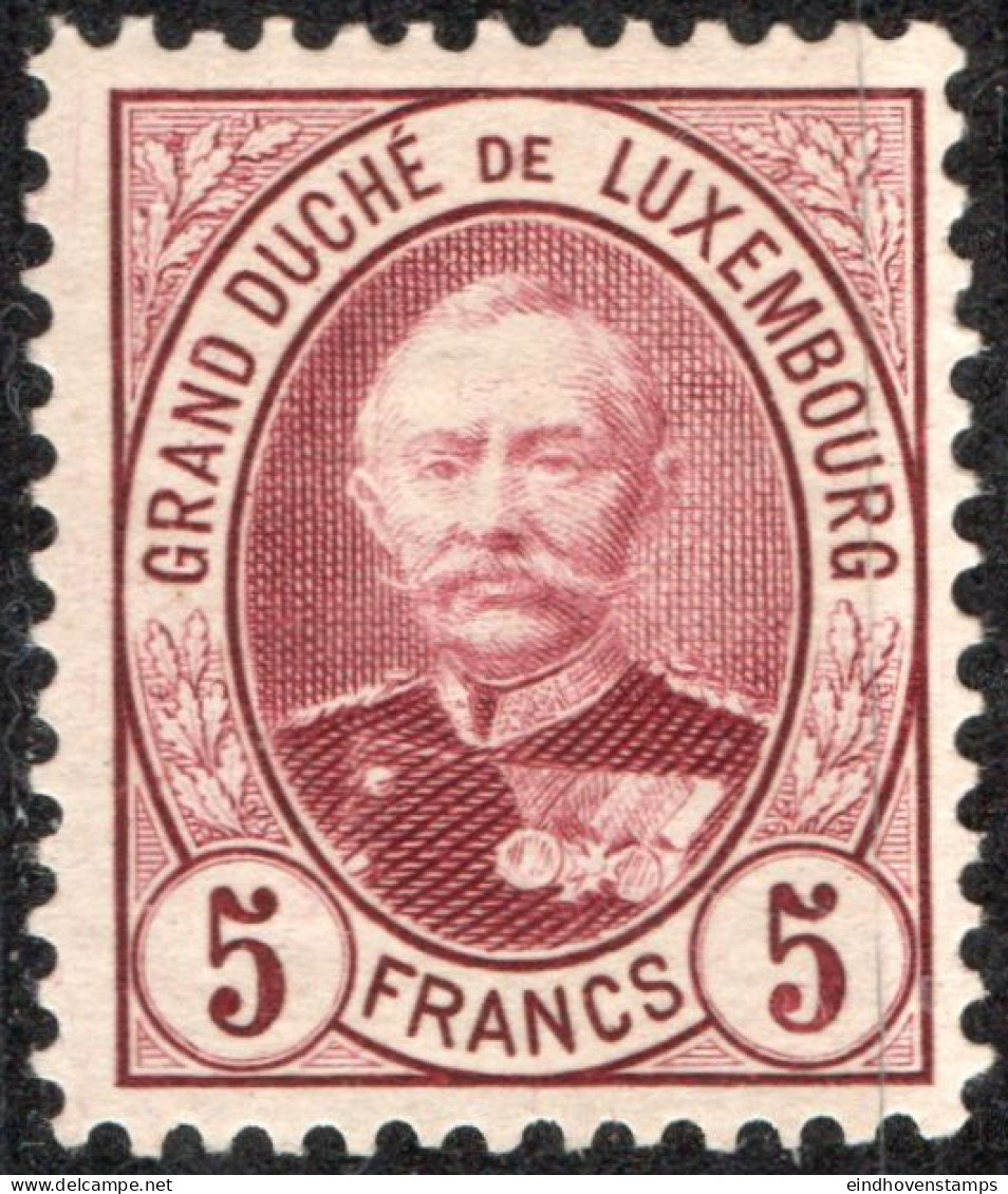 Luxemburg 1891, 5 Fr Adolf 1 Value Prf 12½ MH - 1906 Guillaume IV