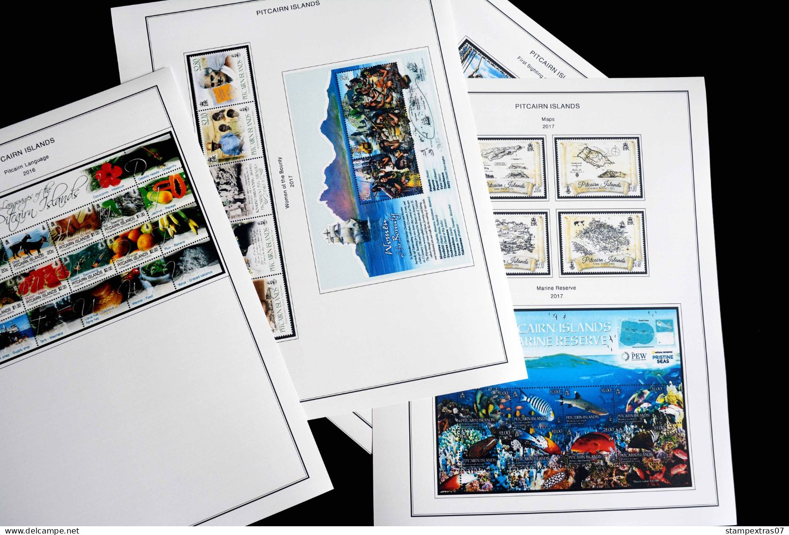 COLOR PRINTED PITCAIRN ISLANDS 2011-2023 STAMP ALBUM PAGES (41 illustrated pages) >> FEUILLES ALBUM+++