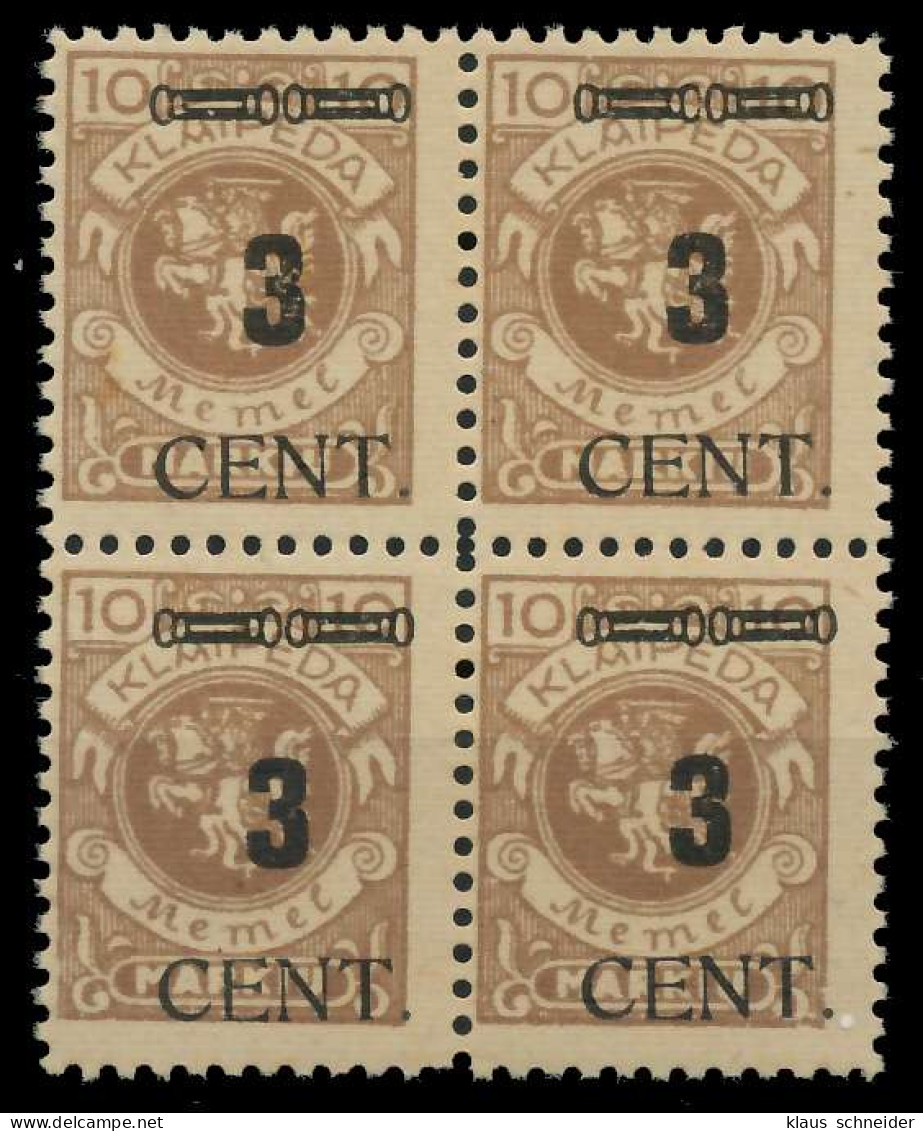 MEMEL 1923 Nr 186 Postfrisch VIERERBLOCK X887876 - Memelgebiet 1923