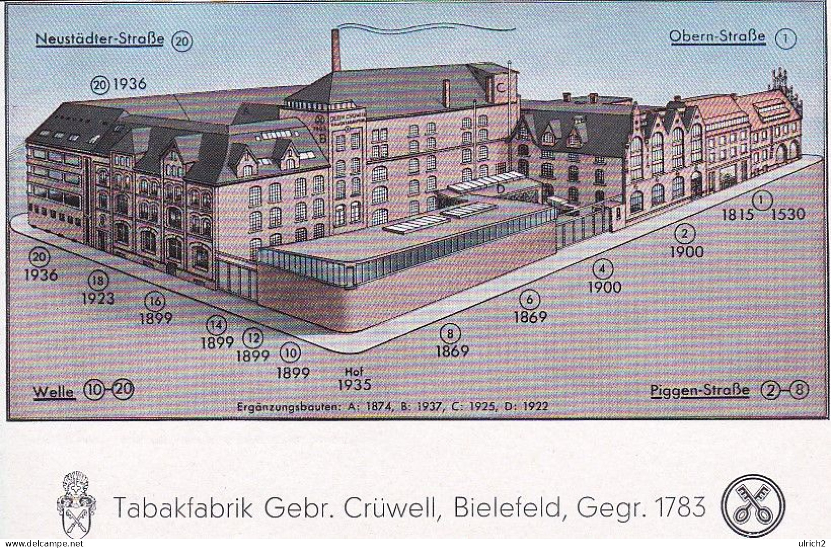 AK Bielefeld - Tabakfabrik Gebr. Crüwell - Ca. 1937  (69447) - Bielefeld