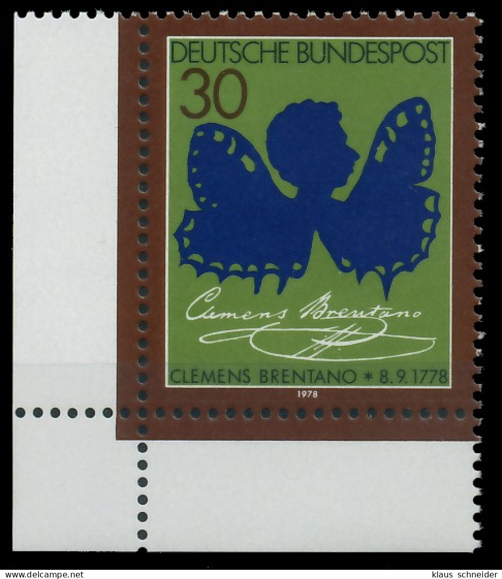 BRD BUND 1978 Nr 978 Postfrisch ECKE-ULI X313C06 - Ungebraucht