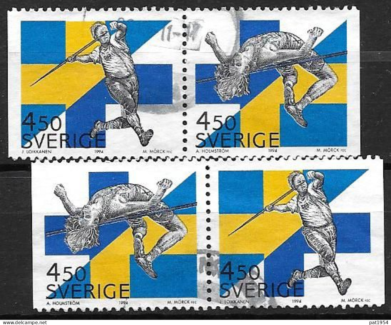 Suède 1994 1827/1828 Oblitérés, En Paires Sports - Gebruikt