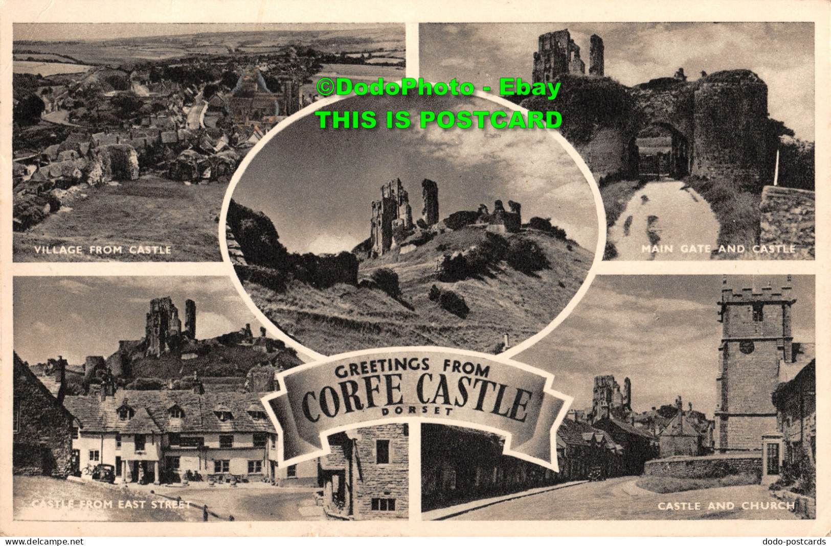 R449999 Greetings From Corfe Castle. Dorset. Jarrold. Crome Series. 1952. Multi - World