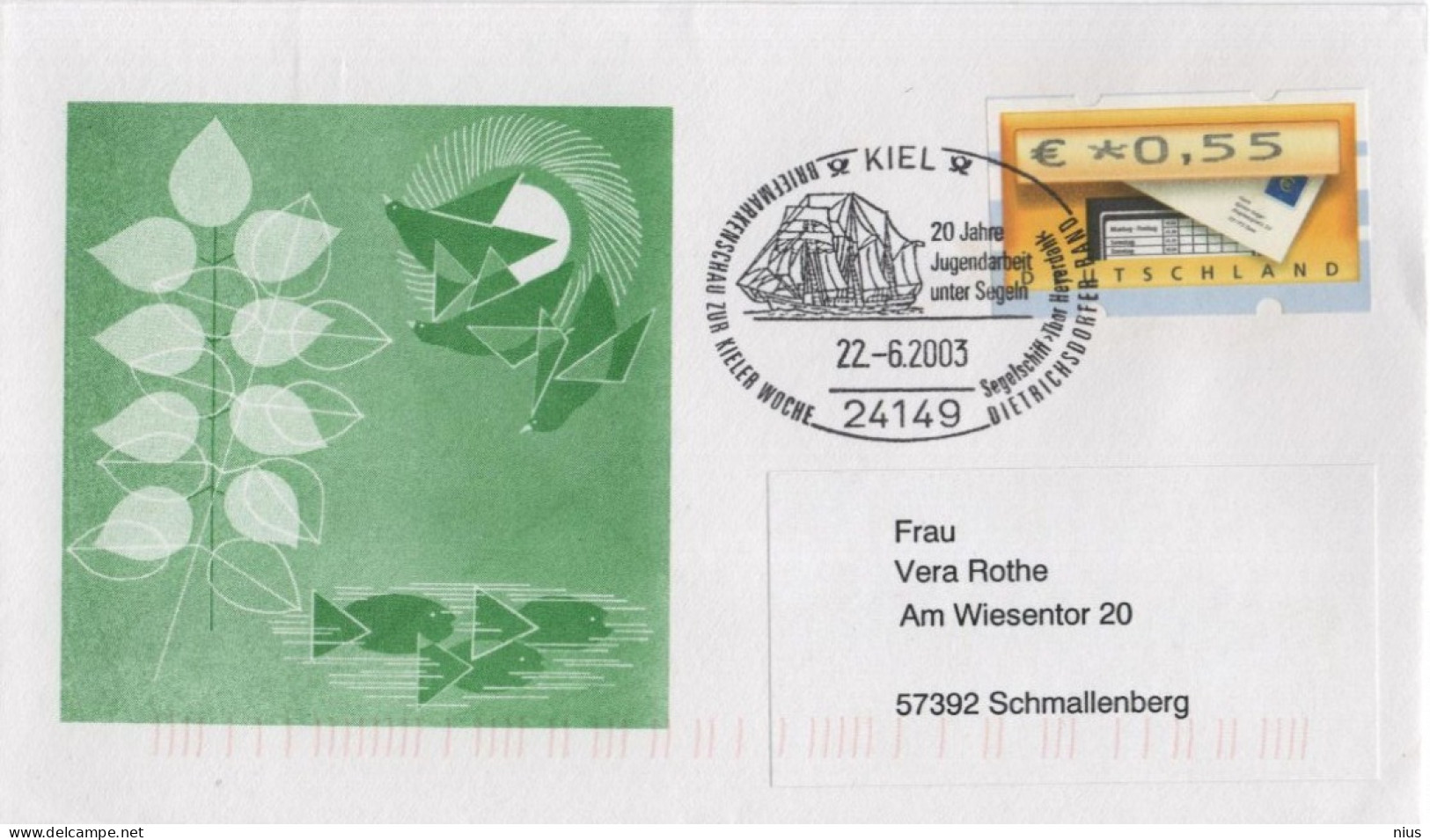 Germany Deutschland 2003 FDC Briefmarkenschau Zur Kieler Woche, Canceled In Kiel - 2001-2010