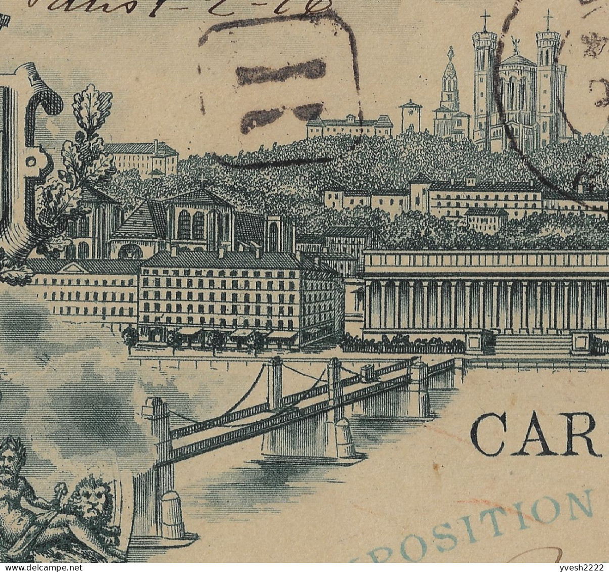 France 1895. Carte-lettre Timbrée Sur Commande. Expo De Lyon, Recommandé Pour Les Philippines ! Pont, Basilique, Lion - Kartenbriefe