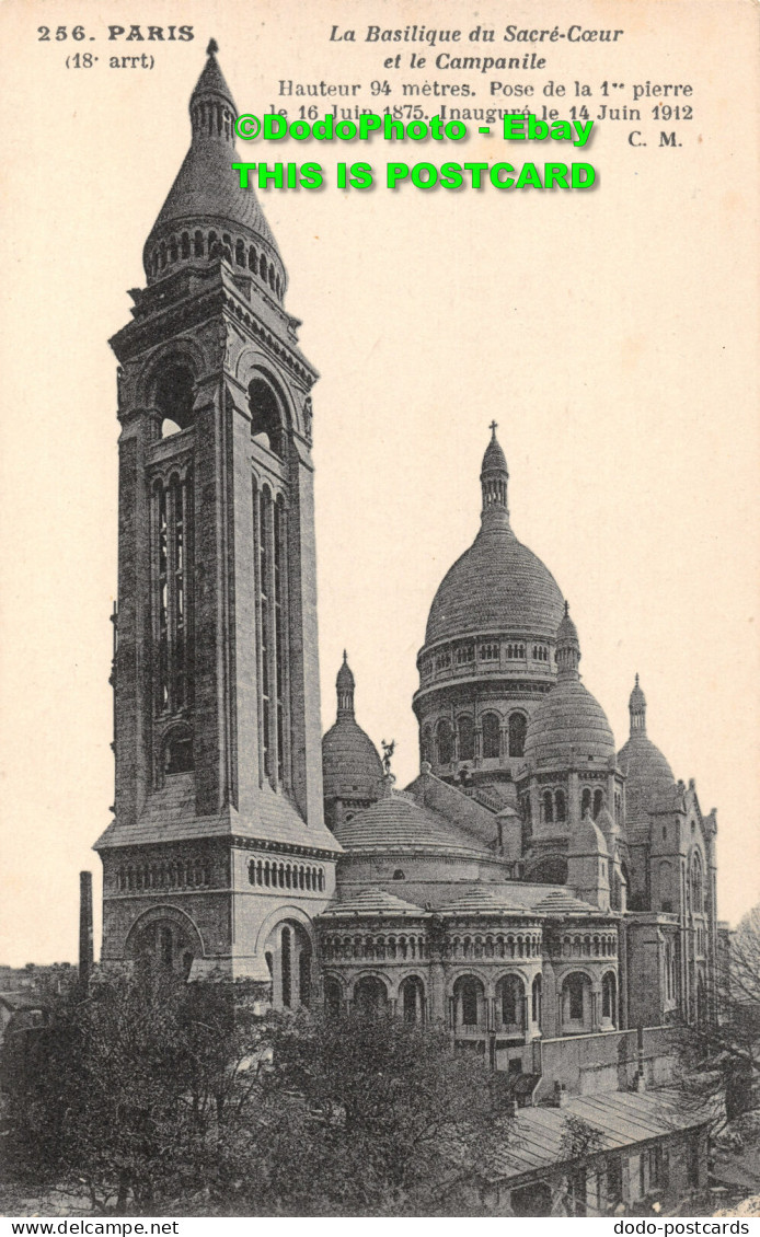 R450034 256. Paris. La Basilique Du Sacre Coeur Et Le Campanile - Wereld