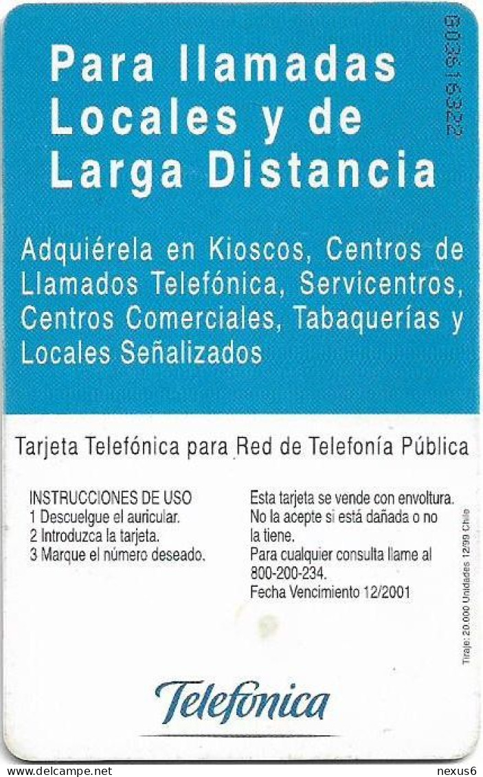 Chile - Telefónica - Araucarias Gemelas Parque (2nd Issue), Gem1B Not Symm.White/Gold, 12.1999, 5.000Cp$, 20.000ex, Used - Chili
