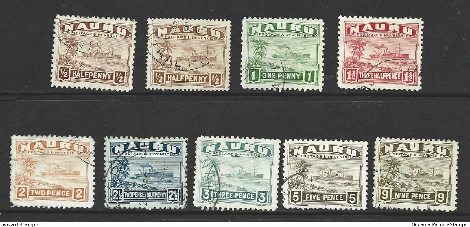 Nauru 1924 - 1948 Freighter Ship Definitives Part Set Of 9 To 9d FU - Nauru