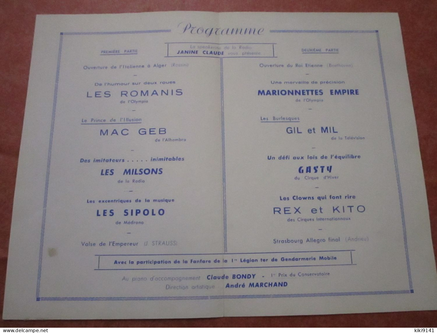 1ère LÉGION  Ter De GENDARMERIE MOBILE - Fête De Noël 1954 - Programme - Police & Gendarmerie