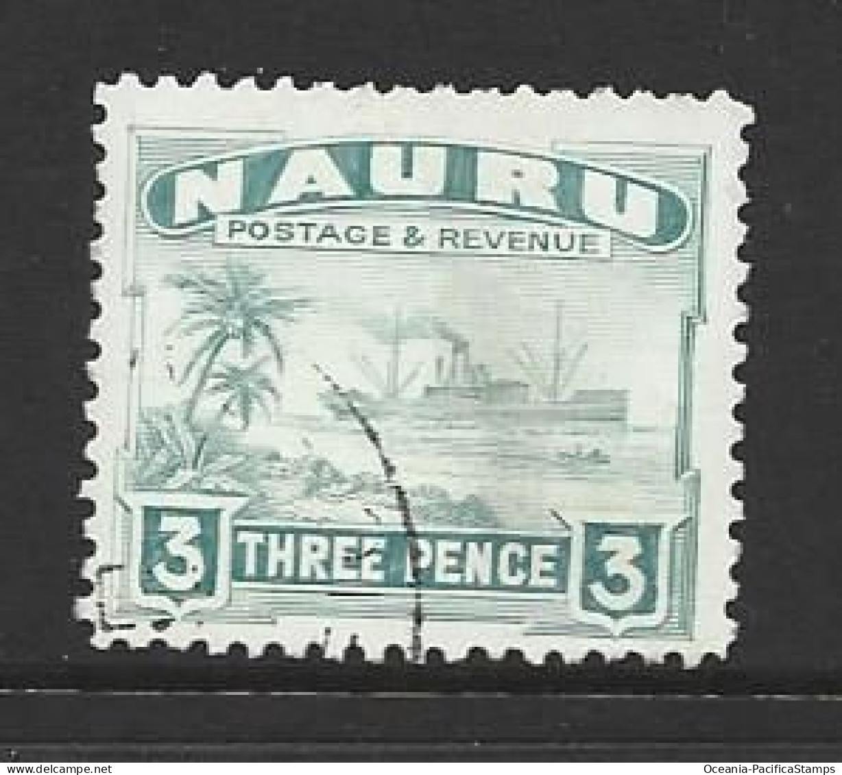 Nauru 1924 - 1948 Freighter Ship Definitives 3d Greyish Green FU - Nauru