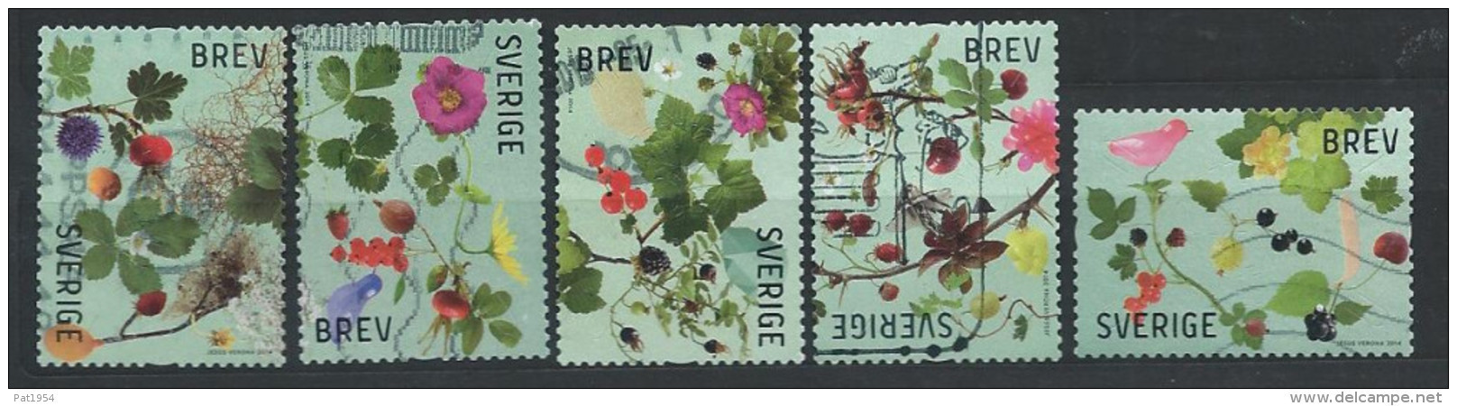 Suède 2014 N°2986/2990 Oblitérés Fleurs Et Baies - Used Stamps