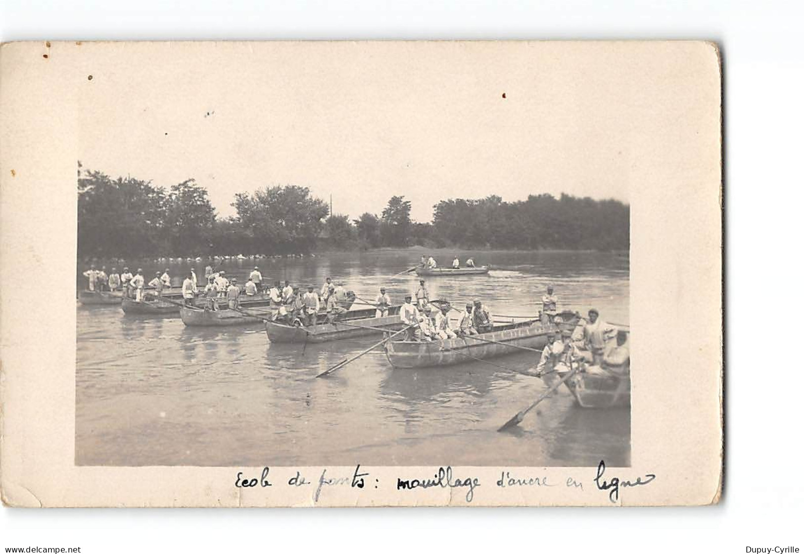 GRENOBLE - Carte Photo - 1917 - Ecole De Ponts - Mouillage D'ancre En Ligne - état - Grenoble